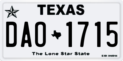 TX license plate DAO1715