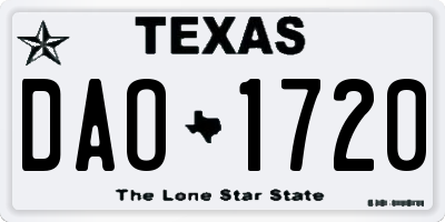 TX license plate DAO1720