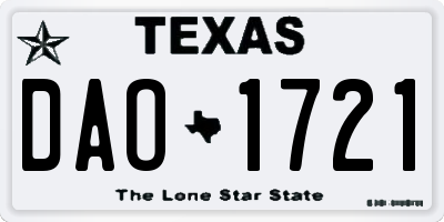 TX license plate DAO1721