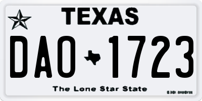 TX license plate DAO1723