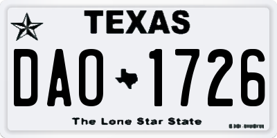 TX license plate DAO1726