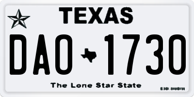 TX license plate DAO1730
