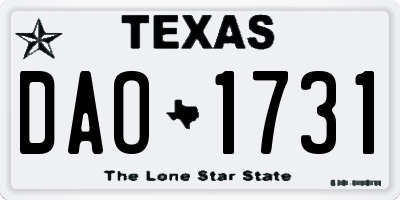 TX license plate DAO1731