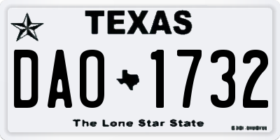 TX license plate DAO1732
