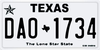TX license plate DAO1734