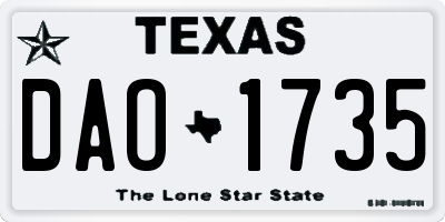 TX license plate DAO1735