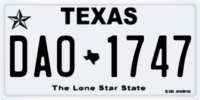TX license plate DAO1747