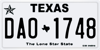 TX license plate DAO1748