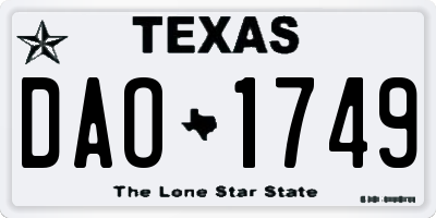 TX license plate DAO1749
