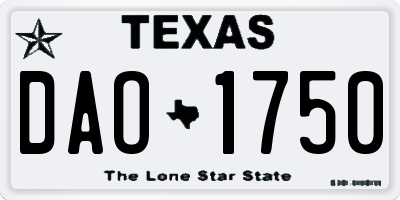 TX license plate DAO1750