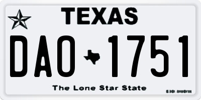 TX license plate DAO1751