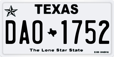 TX license plate DAO1752