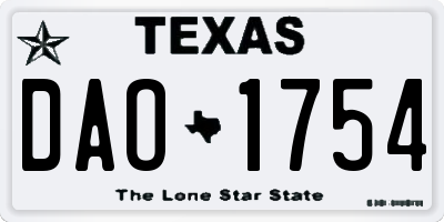 TX license plate DAO1754