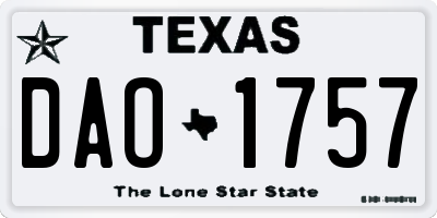 TX license plate DAO1757