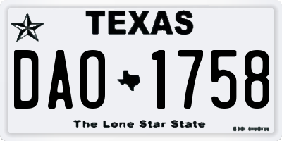 TX license plate DAO1758