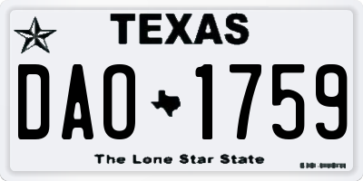 TX license plate DAO1759