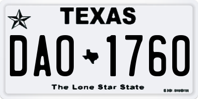 TX license plate DAO1760