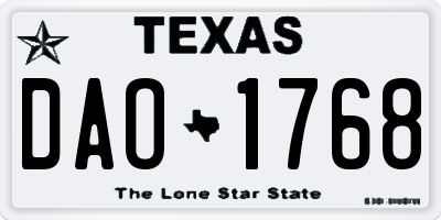 TX license plate DAO1768