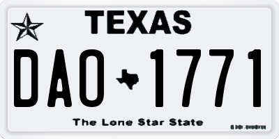 TX license plate DAO1771