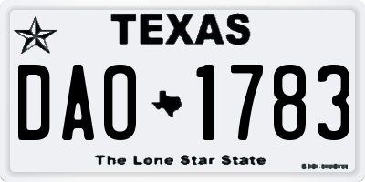 TX license plate DAO1783