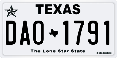 TX license plate DAO1791