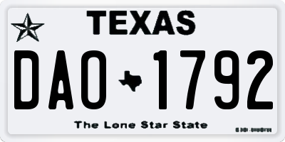 TX license plate DAO1792