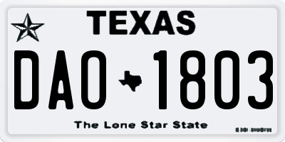 TX license plate DAO1803