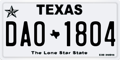TX license plate DAO1804