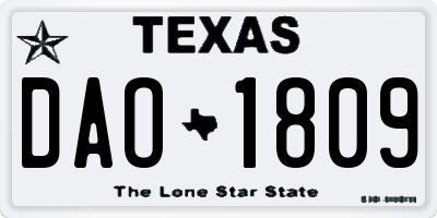TX license plate DAO1809