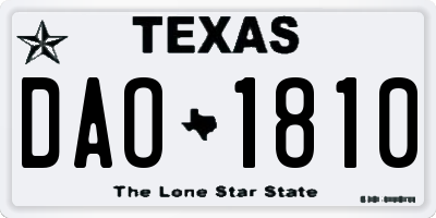 TX license plate DAO1810