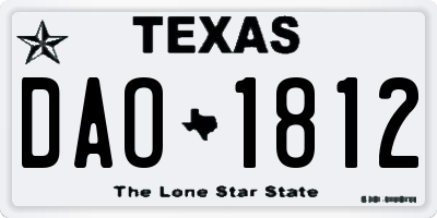 TX license plate DAO1812