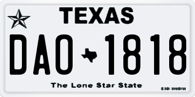 TX license plate DAO1818