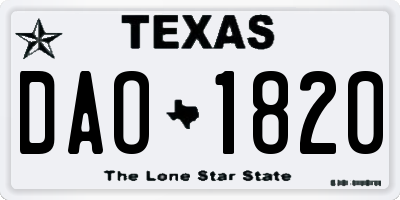 TX license plate DAO1820