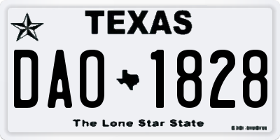 TX license plate DAO1828