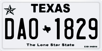 TX license plate DAO1829