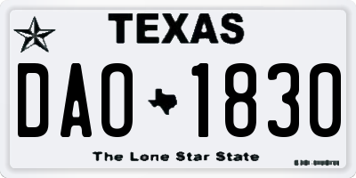 TX license plate DAO1830