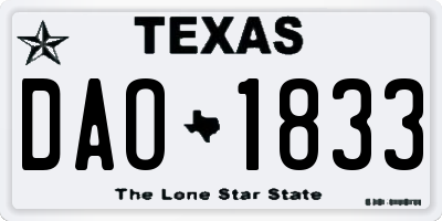TX license plate DAO1833