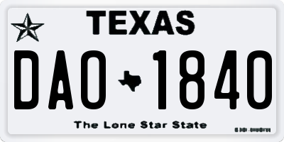 TX license plate DAO1840