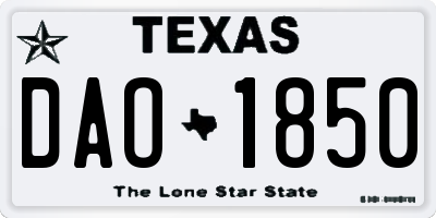 TX license plate DAO1850