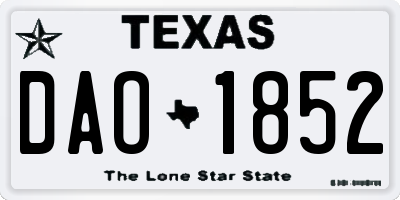 TX license plate DAO1852