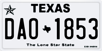 TX license plate DAO1853