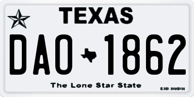 TX license plate DAO1862