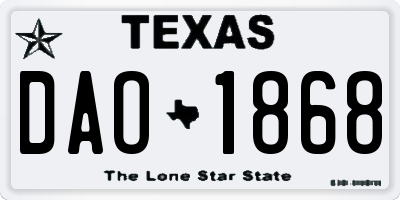TX license plate DAO1868