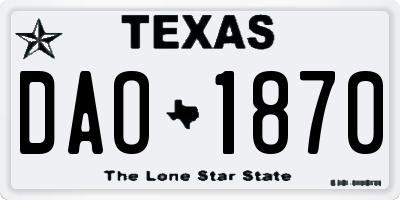 TX license plate DAO1870