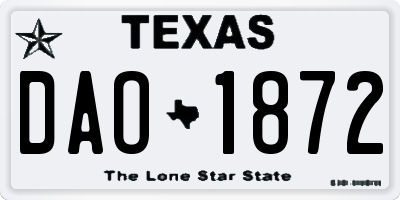 TX license plate DAO1872