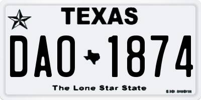 TX license plate DAO1874