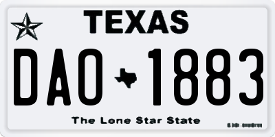 TX license plate DAO1883