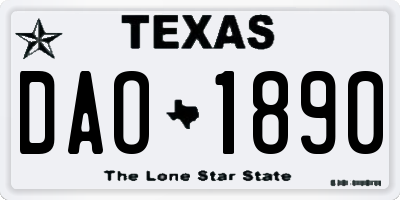 TX license plate DAO1890
