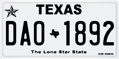 TX license plate DAO1892