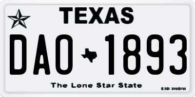 TX license plate DAO1893